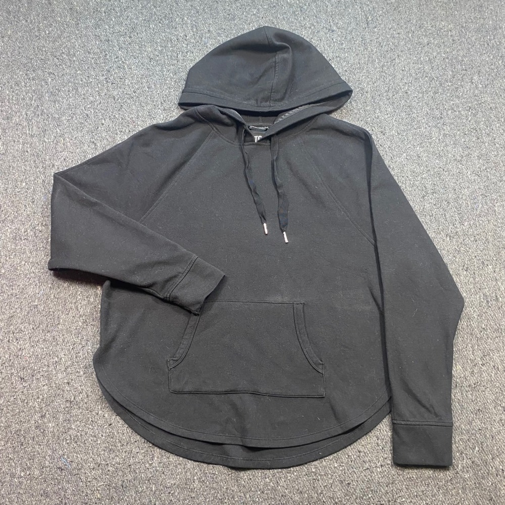 Victoria Sport Hoodie Sz S Womens Black Athleisure Curved Hem Raglan Sweatshirt
